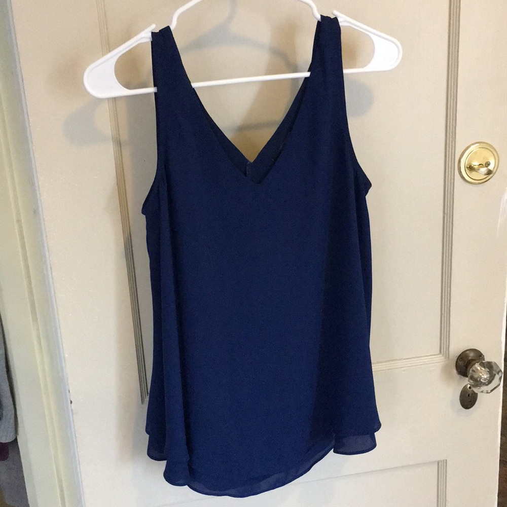 Flowy Blue Sleeveless V-Neck Top
